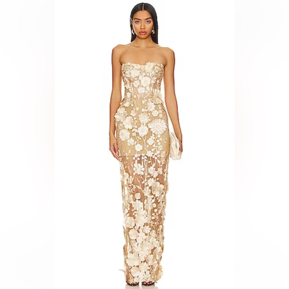 Beautiful Bronx and Banko gold floral dress. Size S. Worn once.